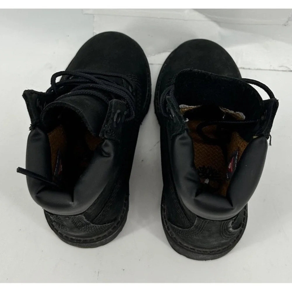 Timberland 12897 Black Leather Combat Boots Kids Size 7M